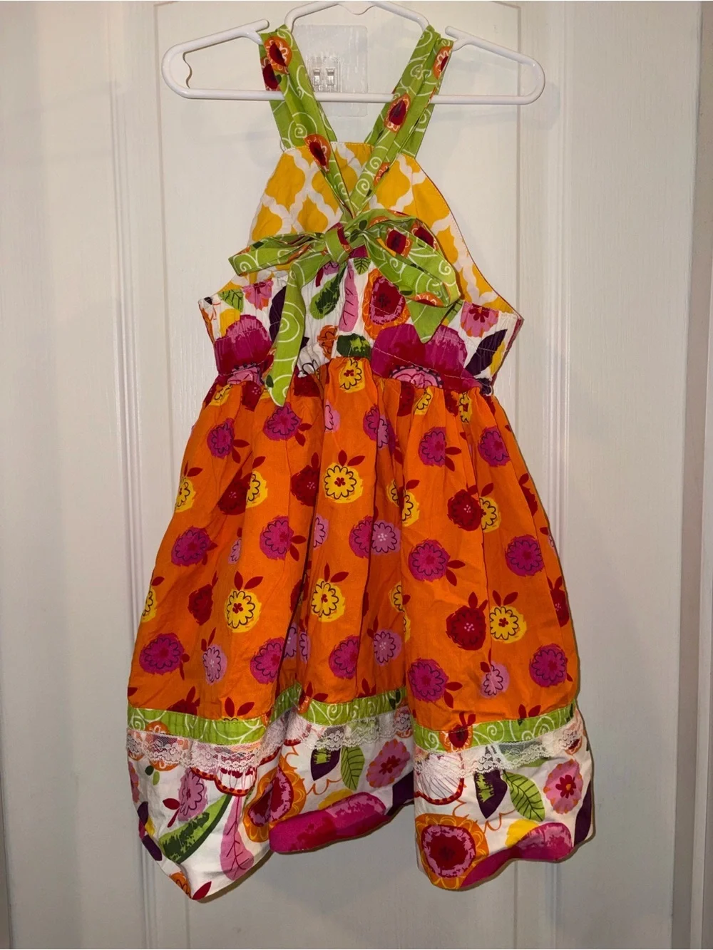 Jelly The Pug Orange & Green Floral Girls Matching Set